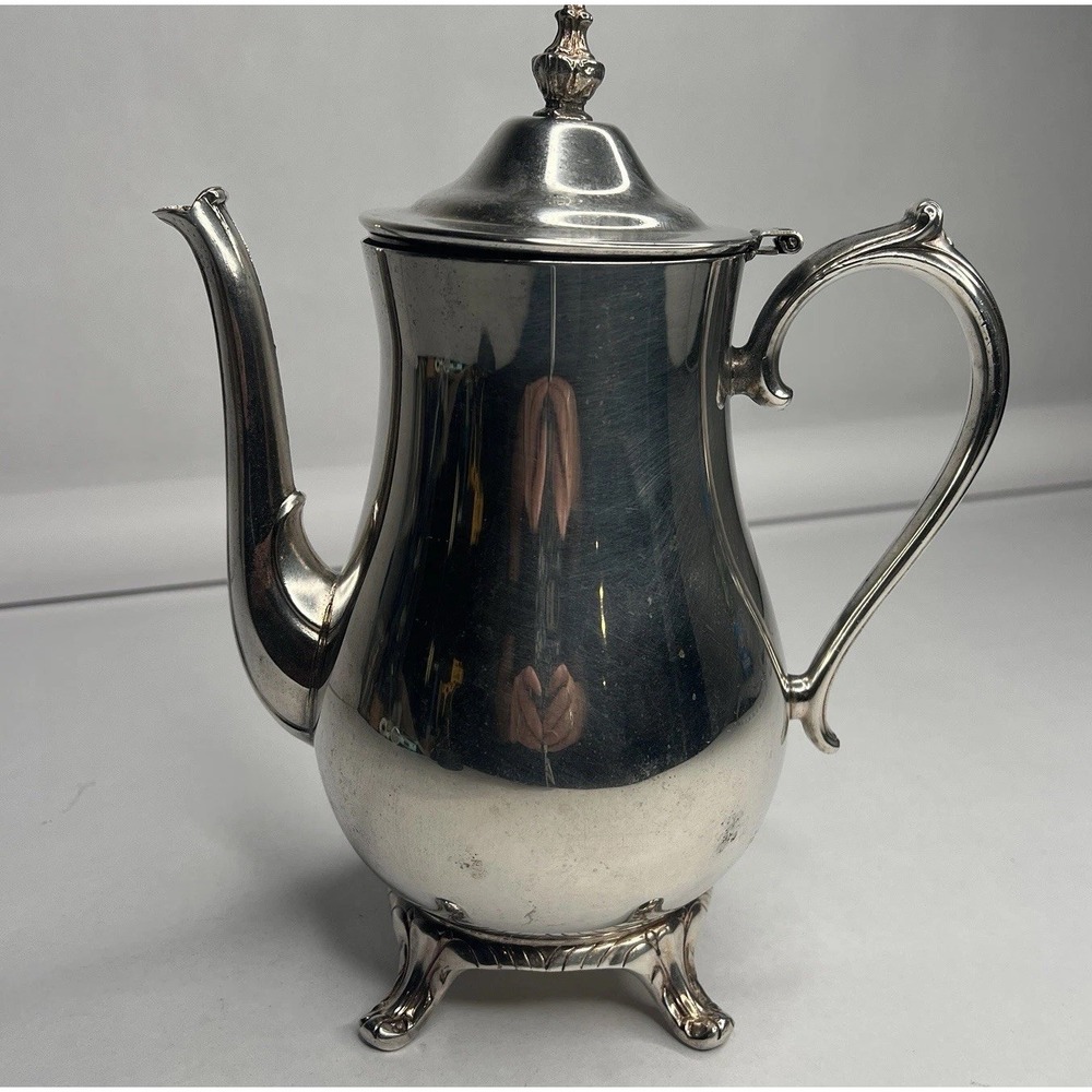 Vintage International Silver Co. 10" Silver-plated Tea/Coffee Pot W Hinged Lid
